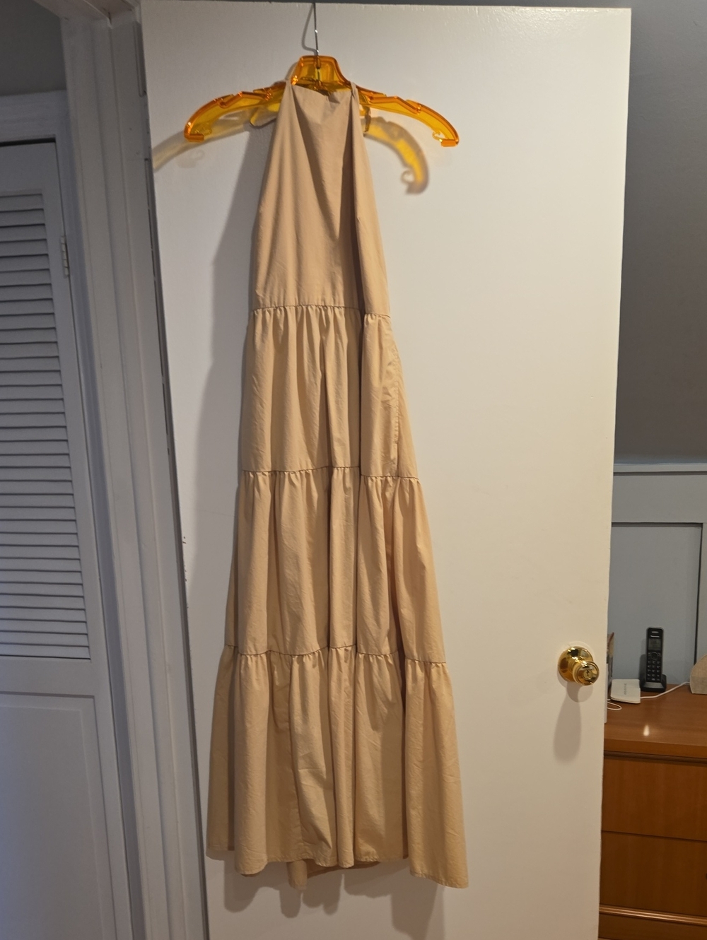 GAP Beige Halter Tiered Maxi Dress